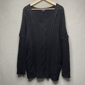 Express Black Cable Knit Oversize Sweater Large